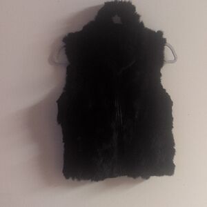 Jennifer J Rabbit Fur Vest Black